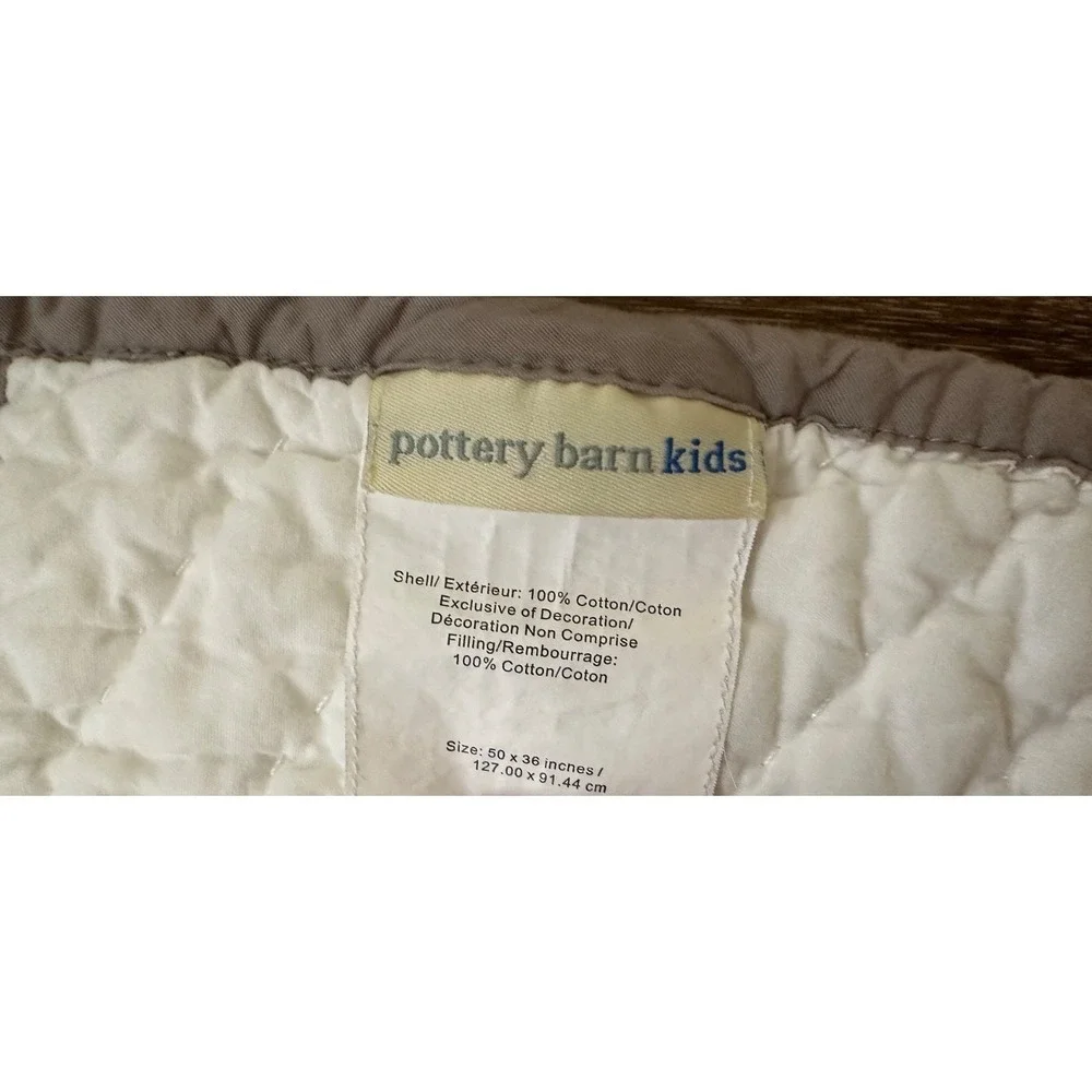 Pottery Barn Baby Blanket Quilt Purple Medallions Embroidered 50x36 Cotton